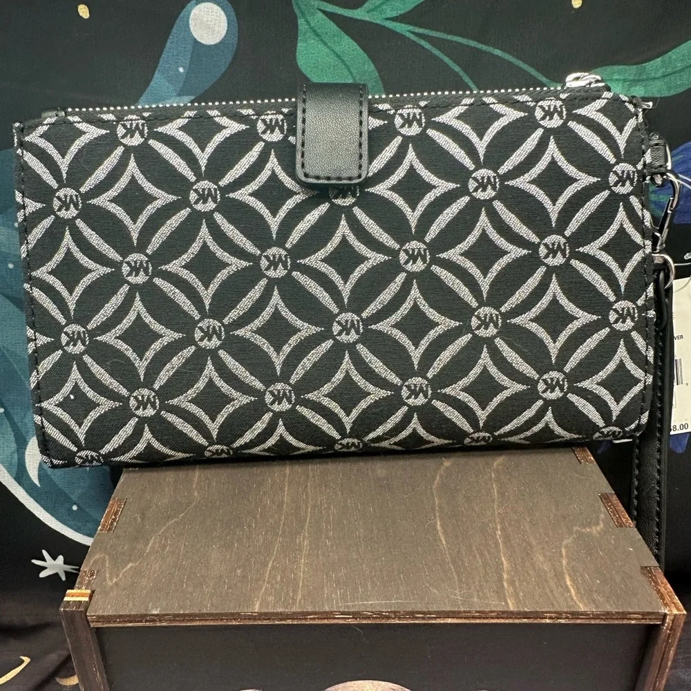 MICHAEL KORS | Large Double Zip Wristlet Wallet Black Silver NWT